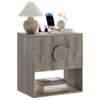 Nightstand Wide Fluted Nightstand with Charging Station, Wood Nightstands with 2 Drawers and Open Shelves, Modern Night Stand - 4 of 4