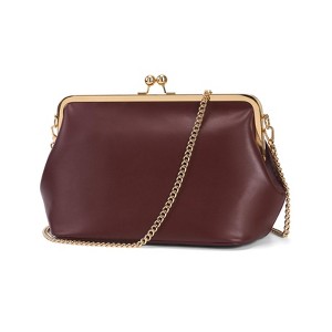 Women's Kiss Lock Crossbody Bag PU Medium Handbags Kiss Clasp Crossbody Shoulder Bags Tote Purse Messenger Handbag - 1 of 4