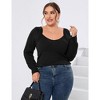Womens Plus Size Knit Tops Long Sleeve Sweetheart Neck Sweaters Casual Tunic Tops - 4 of 4