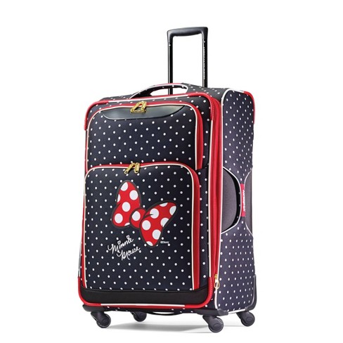 American Tourister Minnie Mouse Bow Softside Large Checked Spinner Suitcase  - Red