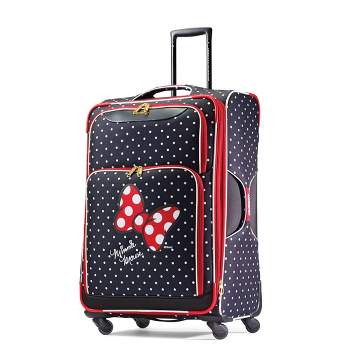 American Tourister Minnie Mouse Bow Softside Large Checked Spinner Suitcase - Red