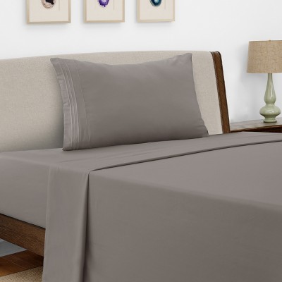 Microfiber Sheets Set 4 Piece Solid Sheet Set Deep Pocket Bed Sheets Plain Bedding with Pillowcases  - Lux Decor Collection