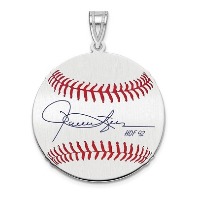 Black Bow Jewelry Sterling Silver Rollie Fingers Signature MD Enamel Baseball Pendant