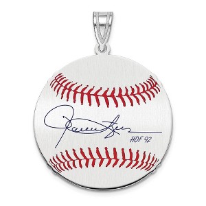 Black Bow Jewelry Sterling Silver Rollie Fingers Signature MD Enamel Baseball Pendant - 1 of 4