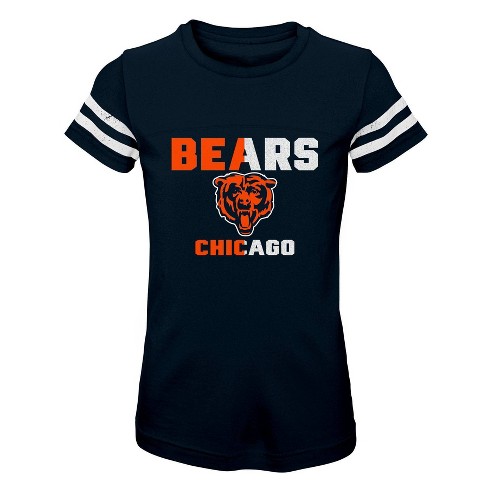 NFL Chicago Bears Girls' Striped Sleeve Fashion T-Shirt - image 1 of 1