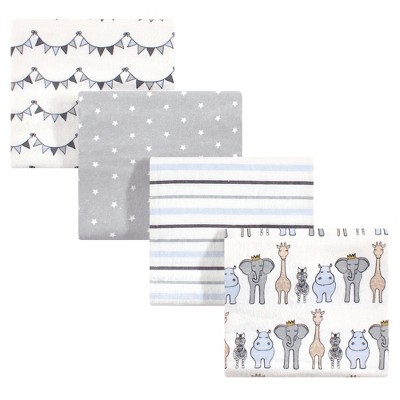 Hudson Baby Infant Boy Cotton Flannel Receiving Blankets, Royal Safari, One Size