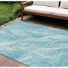 Teal Blue Aqua And Ivory Abstract Washable Indoor Outdoor Area Rug - 2 of 4