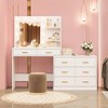 61" Make Up Vanity Desk with Mirror and Lights, White Vanity with 8 Wide Storage Drawers & 2 Tier Shelves - 3 of 4