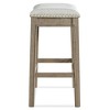 ROME + OAK Parker 26 Inch Counter Stool, Backless Saddle Kitchen Barstool in Reclaimed Oak Finish with Ash Grey Fabric Upholstery Cushion Seat - 4 of 4