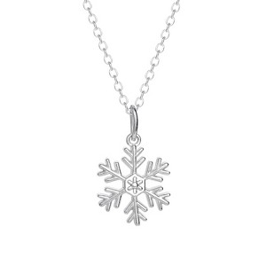Disney Frozen Womens Snowflake Sterling Silver Pendant Necklace - Frozen Jewelry, 16'' - 1 of 4