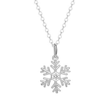 Disney Frozen Womens Snowflake Sterling Silver Pendant Necklace - Frozen Jewelry, 16''