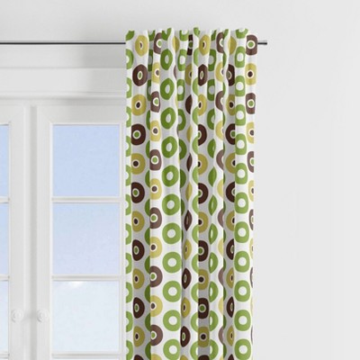 Bacati - Mod Dots Stripes, Green/Yellow/Beige/Brown Dots Curtain Panel