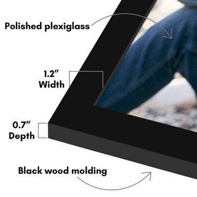 Black 22" x 28" Wooden Picture Frame with Plexiglass Cover