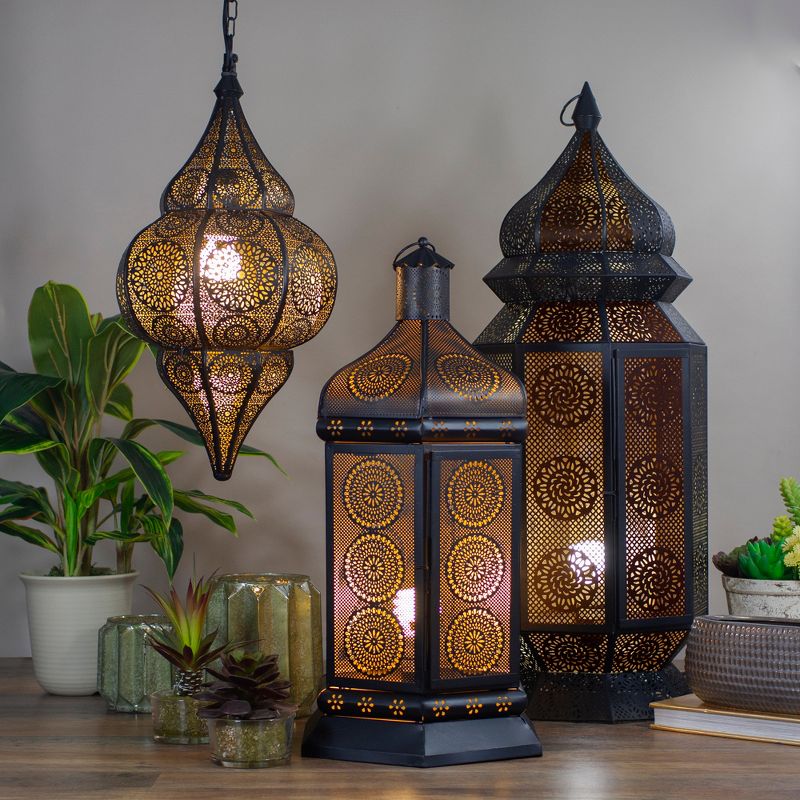 Northlight 21.5" Black and Gold Moroccan Style Lantern Table Lamp, 2 of 5