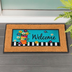Evergreen Stacked Spring Flower Pots Sassafras Indoor Outdoor Switch Doormat 1'10"x10" Multicolored - 1 of 4