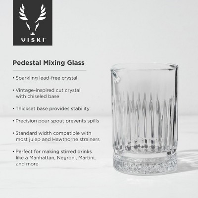 Viski Pedestal Mixing Glass, Lead-Free Crystal Cocktail Mixing Glass, Bartender Tool, 17 Oz, Clear - Thumbnail 4