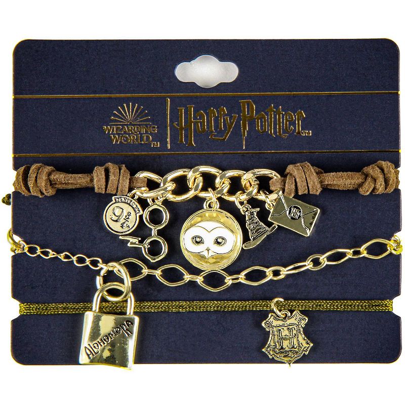 Harry Potter Multi Charm 3 Piece Arm Party Bracelet Set Gold, 5 of 6