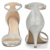 Perphy Women's Glitter Open Toe Ankle Buckle Strap Stiletto Heel Sandals - 3 of 4