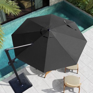 Pellebant 10.5FT Patio Offset Cantilever Umbrella Round with 360Rotation 6 Heights Adjustable Aluminum Pole Outdoor Umbrella - 1 of 4
