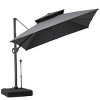 11FT Square Double Top Cantilever Umbrella Outdoor 360° Rotation 6 Heights Adjustable Offset Umbrella with Metal Pole Cantilever with Base - 2 of 4