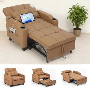 3-in-1 USB-Massage Convertible Sofa Bed, 110-180¡ã Recliner, Cup Holders, Side Pockets, 380 lbs, 4-Step Flip¡ªDorm & Guest Ready - 1 of 4