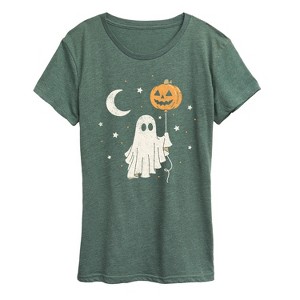 Women's Instant Message Ghost Pumpkin Balloon Short Sleeve Graphic