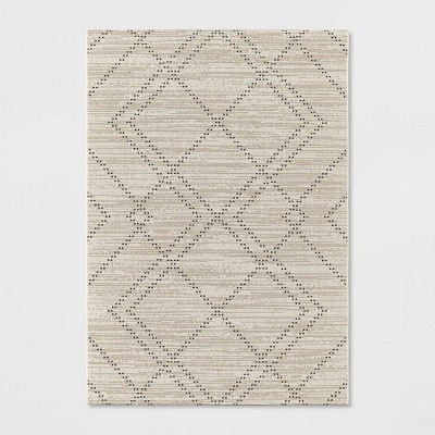 Dotted Diamonds Rectangular Woven Indoor Outdoor Area Rug Tan/Cream - Threshold™