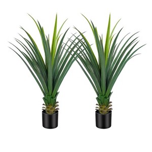3.7ft Artificial Agave Tree in Pot – 30 Leaves Faux Succulent Plant for Indoor Outdoor Decor, Modern Tropical Look - 1 of 4