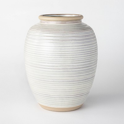 11" Ceramic Ribbed Vase Gray - Threshold™ designed with Studio McGee