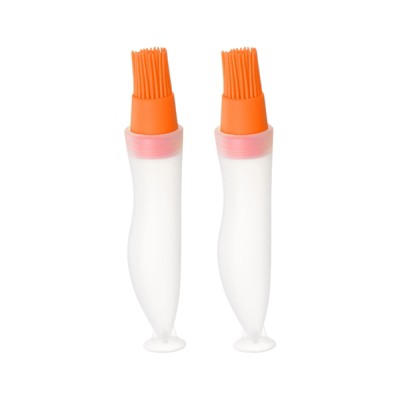 Unique Bargains Silicone Refillable BBQ Basting Oil Bottle Brushes with Cap 2 Pcs