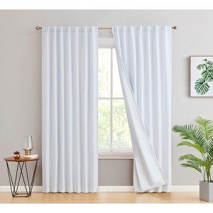 HLC.ME Hamilton 100% Full Blackout Lined Thermal Insulated Soundproof Window Curtain Rod Pocket Back Tab Panels, Set of 2 - 1 of 4
