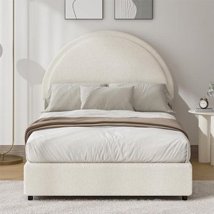 Double Bed Frame with Padded Bed Ring and Lambswool Headboard Platform, Cloud-Like Bed Frame with Soft Rounded Corners, Easy to Assemble - 1 of 4