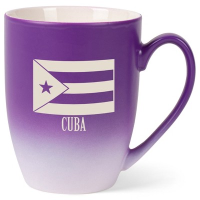 Elanze Designs Cuba Cuban Flag 12 Ounce Ceramic Laser-Etched Engraved Drinkware Mug, Purple and White Ombre