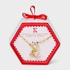 14K Gold Dipped Cubic Zirconia Puffy Heart Charm Initial Necklace - A New Day™ Gold - 3 of 4