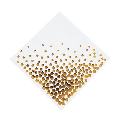 White with Gold Foil Dots Luncheon Napkins