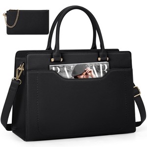 Laptop Bag for Women 15 Inch Laptop Tote Bag Waterproof Leather Work Bags Professional Computer Briefcase Large Capacity Handbag - 1 of 4