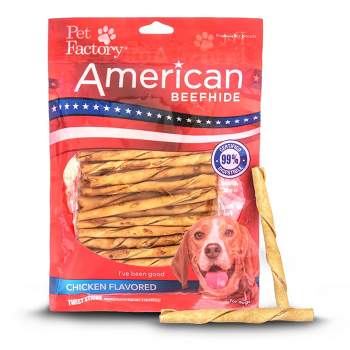 Pet Factory 100% USA Beefhide Assorted Flavored (Beef & Chicken) Braided  Sticks 6pk 6 - Pet Factory