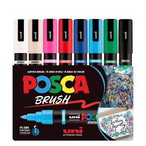 uniball 8pk POSCA Water-Based Paint Markers Reversible Brush Tip 1.0-4.0mm - 1 of 4