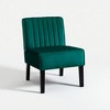 Velvet Mid-Century Modern Accent Chairs Set of 2 with Channel Tufting, Plush Seat and Solid Wood Legs - 4 of 4