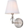 Elegant Lighting Bethany 1 light bath sconce in satin nickel with white fabric shade - 3 of 4