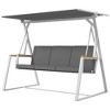Outsunny 3-Seat Outdoor Porch Swing, Patio Swing Chair with Adjustable Canopy, Removable Cushions for Garden, Backyard and Poolside, Gray - 4 of 4