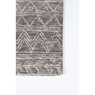 Gray Geometric Hand-Hooked Wool 8' x 10' Area Rug