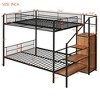 NicBex Twin Over Full Metal Bunk Bed,Versatile Loft Bed with Lateral Storage Ladder and Wardrobe for Bedroom,Black/White - 3 of 4