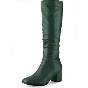 Perphy Women's Halloween Square Toe Chunky Heel Wide Calf Knee High Boots - 1 of 4