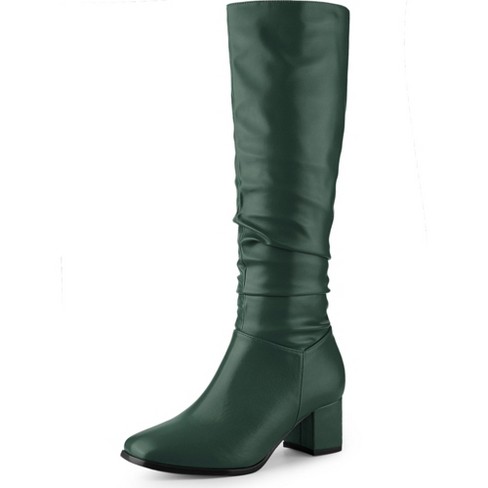 Perphy Women s Halloween Square Toe Chunky Heel Wide Calf Knee High Boots Target