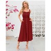 Clearlove Women's Casual Summer Midi Dress Spaghetti Strap Button Down Sleeveless A-Line Beach Swing Sundress - 2 of 4