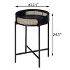 FURNIinspire End Tables Rattan Side Table Living Room Round Accent Sofa Table with Tray Top for Balcony Home Office, Black, 22.5"*22.5"*24.5" - 2 of 3
