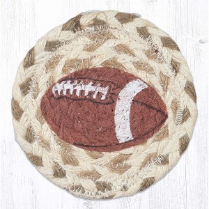 Earth Rugs Football Printed Coaster – 5"x5" Braided Jute Square, Sports Theme Table Accent - 1 of 3