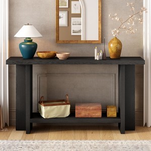 NicBex Vintage-Inspired Ash Veneer Consolen Table with T-Leg Design,2-Tier Narrow Entryway Table for Living Room,Hallway - 1 of 4