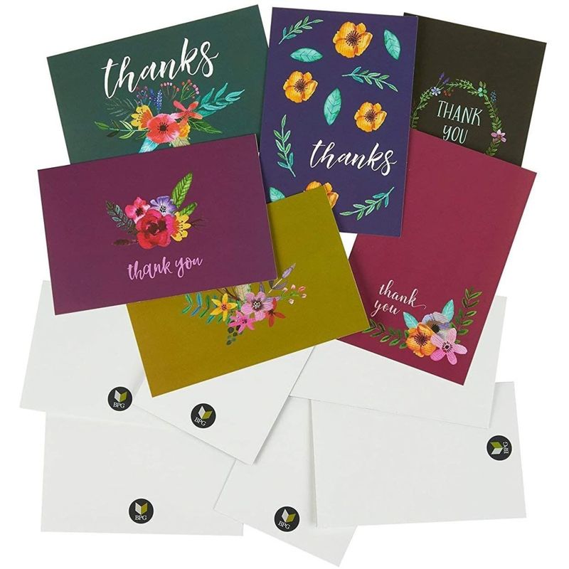 Best Paper Greetings 48 Pack Thank You Cards Set with Envelopes for Wedding, Baby Shower, Watercolor Flower, 4 x 6 in, 4 of 7